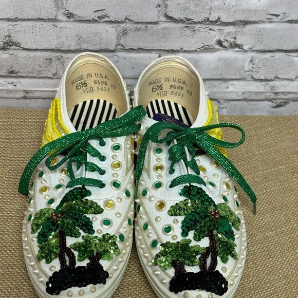 Glitzies Womens Sneakers Shoes Size 6 1/2 Tropical Bling Rhinestone Sequins VTG - Picture 5 of 15